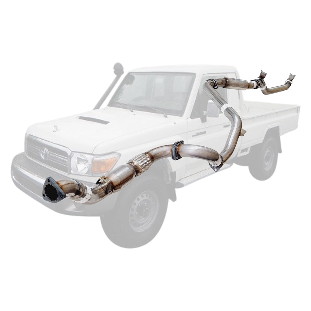 Toyota Landcruiser 79 Series VDJ79R V8 2007 - 10/2016 S Cab Ute 3 Inch Turbo Back Exhaust stainless steel pipe system