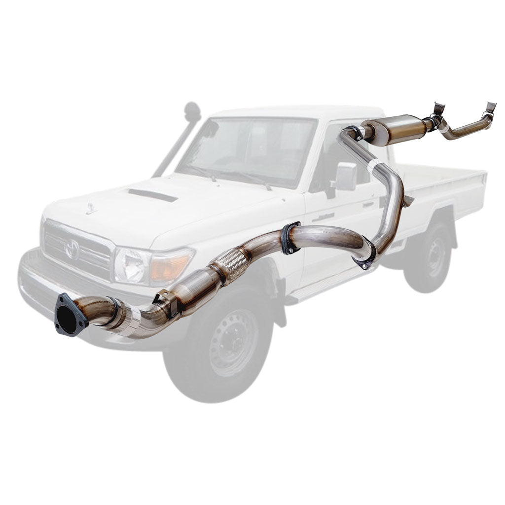 Toyota Landcruiser 79 Series VDJ79R V8 2007 - 10/2016 S Cab Ute 3 Inch Turbo Back Exhaust made of stainless steel with mandrel bends