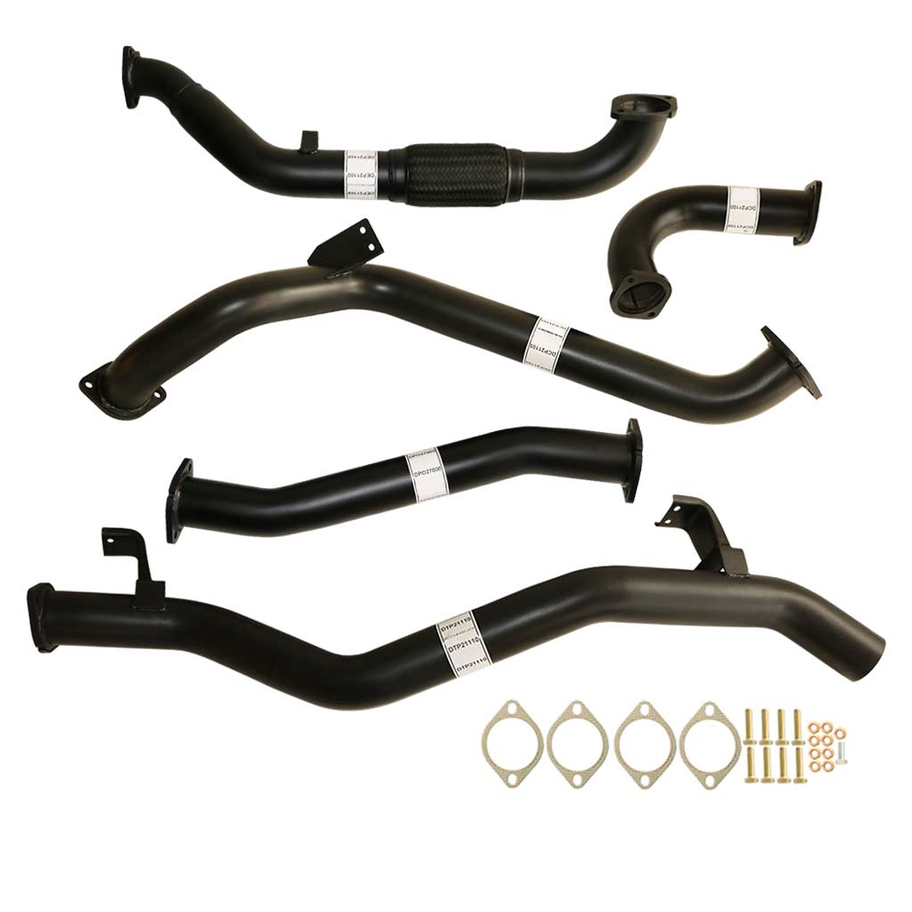 Toyota Landcruiser 79 Series VDJ79R V8 2007 - 10/2016 S Cab Ute 3 Inch Turbo Back Exhaust parts in black steel with gaskets and bolts
