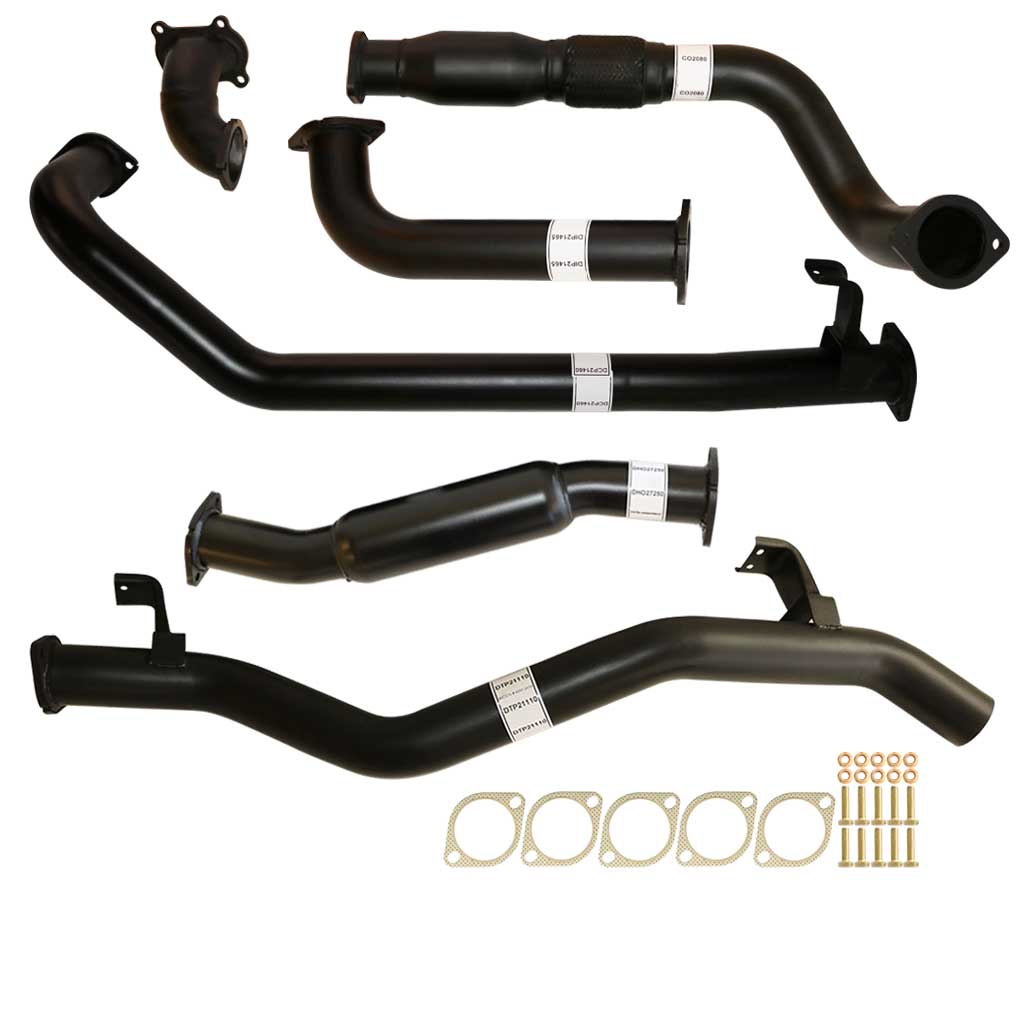 Toyota Landcruiser 79 Series HDJ79 S Cab Ute 3 Inch Turbo Back Exhaust components with gaskets and bolts visible