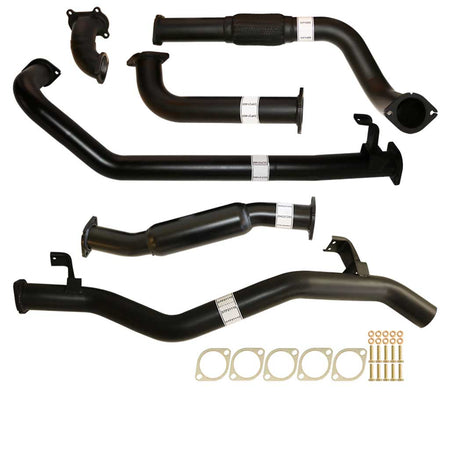 Toyota Landcruiser 79 Series HDJ79 S Cab Ute 3 Inch Turbo Back Exhaust kit with multiple black steel pipes and gaskets