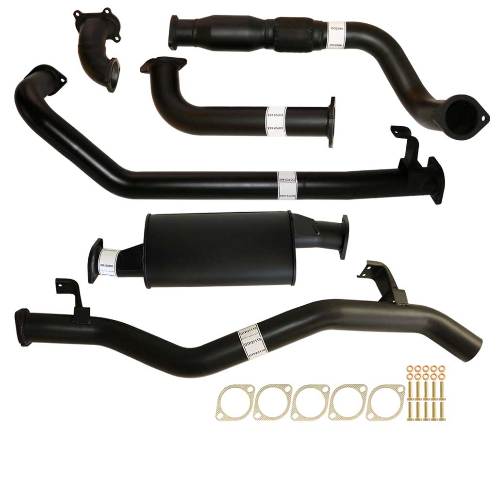 Toyota Landcruiser 79 Series HDJ79 S Cab Ute 3 Inch Turbo Back Exhaust system with pipes, muffler, gaskets, and hardware