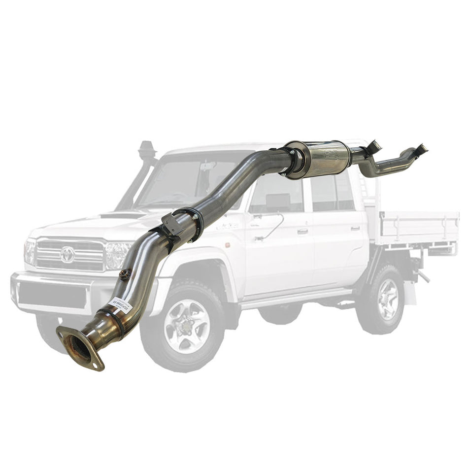 Toyota Landcruiser 79 Series VDJ79 Single & Dual Cab Ute 4.5L V8 10/2016 ON 4 inch DPF back exhaust system in stainless steel