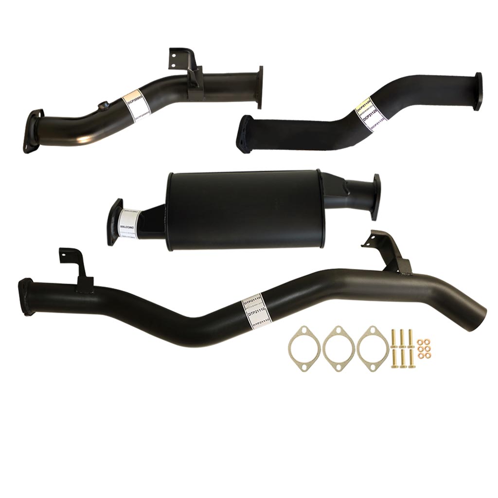 Toyota Landcruiser 79 Series VDJ79R V8 Ute MY17 3 Inch DPF Back Exhaust with black coated pipes and muffler components