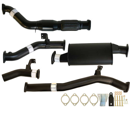 Toyota Landcruiser 76 Series VDJ76R V8 Wag MY17 3 Inch Turbo Back Exhaust system with pipes, muffler, gaskets, and hardware components.