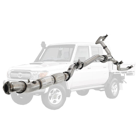 Toyota Landcruiser 79 Series VDJ79 4.5L V8 4 Inch Single into Twin 3 Inch Turbo Back DPF Delete stainless steel exhaust system components