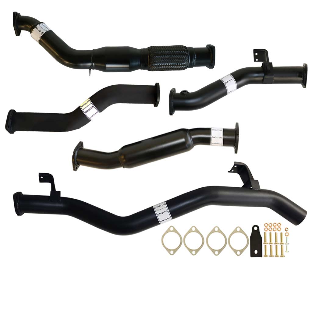 Toyota Landcruiser 79 Series VDJ79R V8 Ute 2017 On 3 Inch Turbo Back Exhaust system with black coated steel pipes and gaskets.