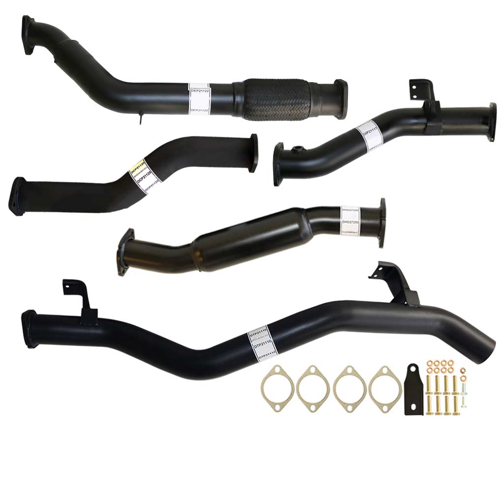 Toyota Landcruiser 79 Series VDJ79R V8 Ute 2017 On 3 Inch Turbo Back Exhaust with black-coated steel pipes and mounting hardware