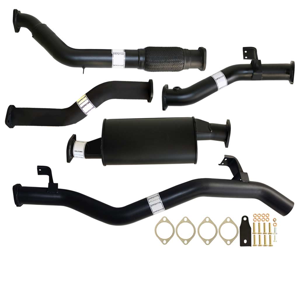Toyota Landcruiser 79 Series VDJ79R V8 Ute 2017 On 3 Inch Turbo Back Exhaust with black coated pipes, muffler, and hardware kit