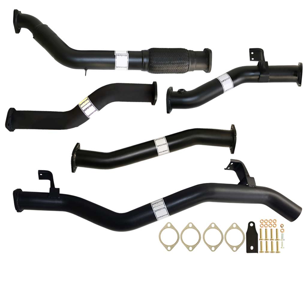 Toyota Landcruiser 79 Series VDJ79R V8 Ute 2017 On 3 Inch Turbo Back Exhaust with black-coated steel pipes and mounting hardware