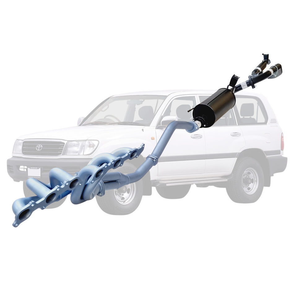 2.5 Inch Exhaust With Header & Muff For Toyota Landcruiser 105 SERIES 4.5L FZJ105, stainless steel, performance system