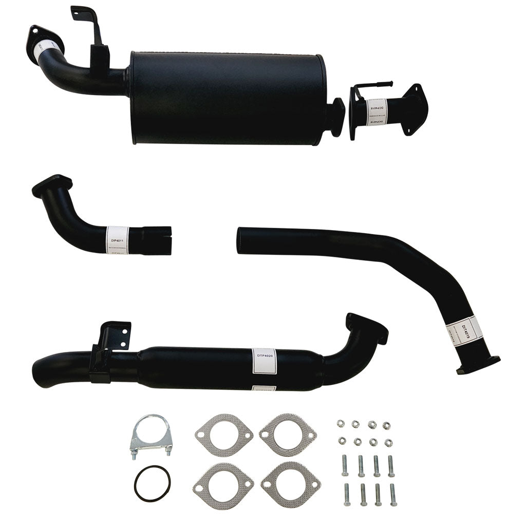 2.5 Inch Exhaust System For Toyota Landcruiser 105 SERIES 4.5L FZJ105 And HZJ105 with black coated pipes and mounting hardware
