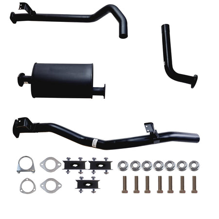 2.5 Inch Exhaust With Muff For Landcruiser HZJ75 Ute, Troop And HZJ78 4.2L 1HZ with muffler, pipes, brackets, and hardware kit.