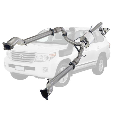 Toyota Landcruiser 200 Series V8 Wagon Twin 3 Inch Into 4 Inch Turbo Back Exhaust stainless steel tubing and muffler assembly