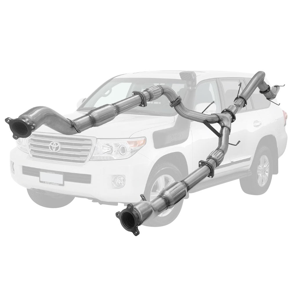 Toyota Landcruiser 200 Series V8 Wagon Twin 3 Inch Into 4 Inch Turbo Back Exhaust stainless steel performance system