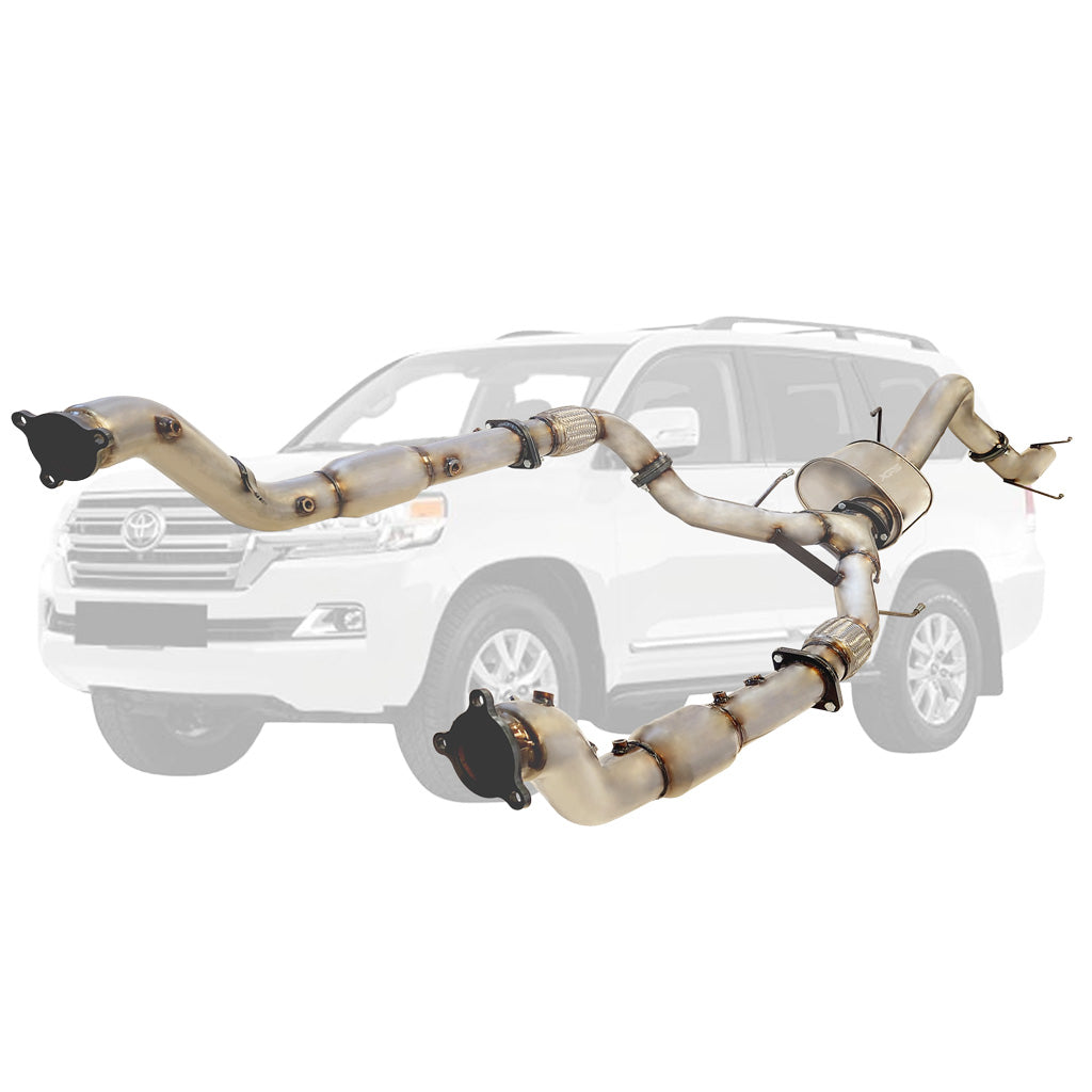 Toyota LandCruiser 200 Series 4.5L (2016-On) Twin 3" to Single 4" stainless steel turbo back DPF delete exhausts system