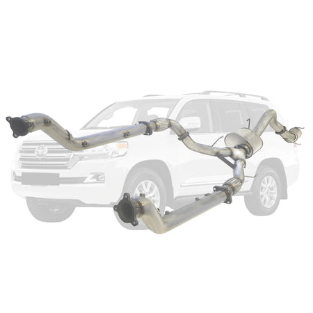 Toyota LandCruiser 200 Series 4.5L (2016-On) Twin 3" to Single 4" stainless steel turbo back DPF delete exhaust system