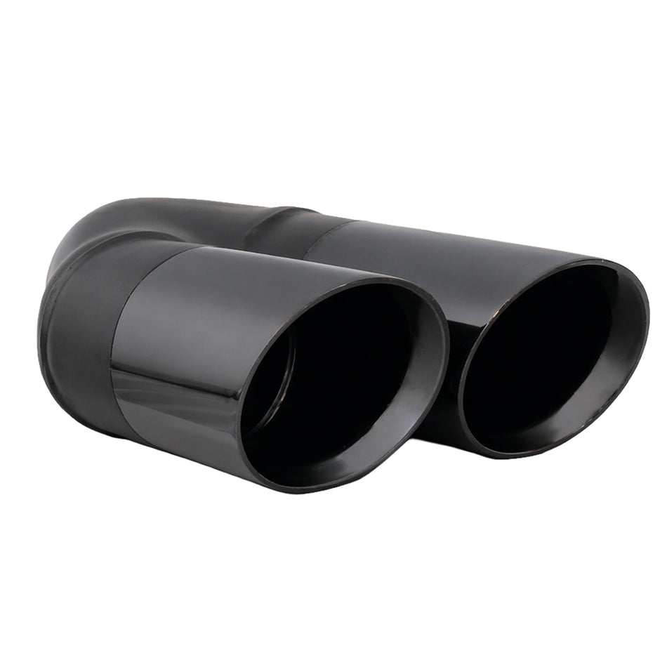 Exhaust Tip Angle Cut Inner Cone Black Chrome 2.5" In - Dual 3" Out 9" Long LHS Stainless