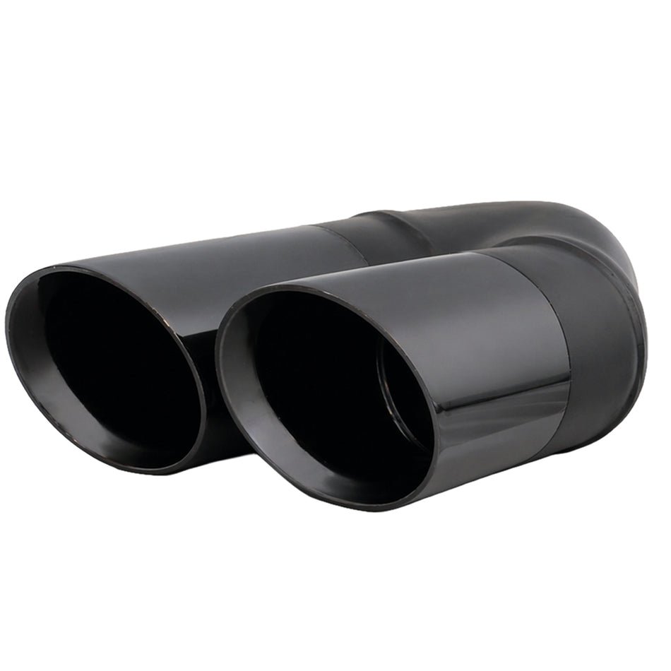 Exhaust Tip Angle Cut Inner Cone Black Chrome 2.5" In - Dual 3" Out 9" Long RHS Stainless