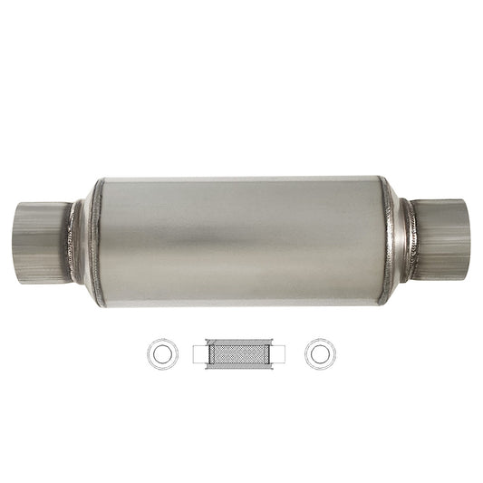 5" Round Centre/Centre Configurations Universal Mufflers With Spigots | Stainless 409 | Select Your Size Length and Internal Options