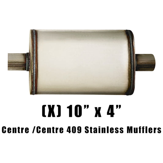 10" x 4" Centre/Centre Configurations Mufflers | Stainless 409 | Select Your Size Length and Internal Options