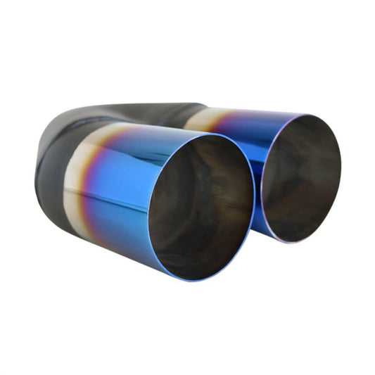 Exhaust Tip Straight Cut 2.5 Inch In Dual 3.5 Inch Out 9 Inch Long Blue Flame