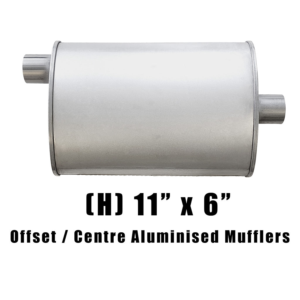 11" x 6" Offset/Centre Configurations Mufflers | Aluminised | Select Your Size Length and Internal Options