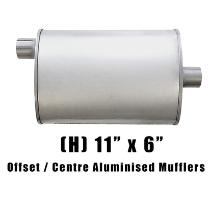 11" x 6" Offset/Centre Configurations Mufflers | Aluminised | Select Your Size Length and Internal Options