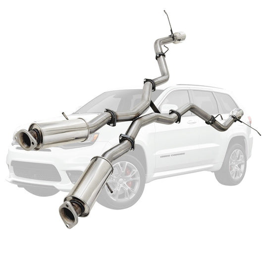 3" Cat Back Stainless Exhaust For SRT Jeep Grand Cherokee Twin Pipe Rear 2012 to 2021 Chrome Tip Option