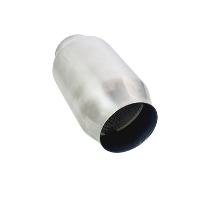 Universal Catalytic Converters - 2.5" to 3" 100/200 Cell Metallic Round Body, Brush Finish, 190mm Length