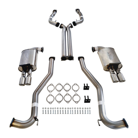 Commodore VE VF V6 V8 Sed Wag Twin 3" Stainless Steel Catback Exhaust X Pipe And Angle Cut Tips