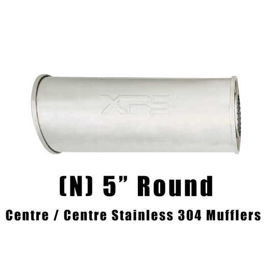 5" Round Centre/Centre Configurations Universal Mufflers | Stainless 304 | Select Your Size Length and Internal Options