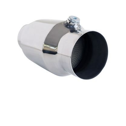 Universal High Flow Performance Catalytic Converter - 2" to 4" 100/200 Cell Round Metallic Core - Bullet Style with Oxy Sensor Provision - DIY Fitment (Requires Welding)