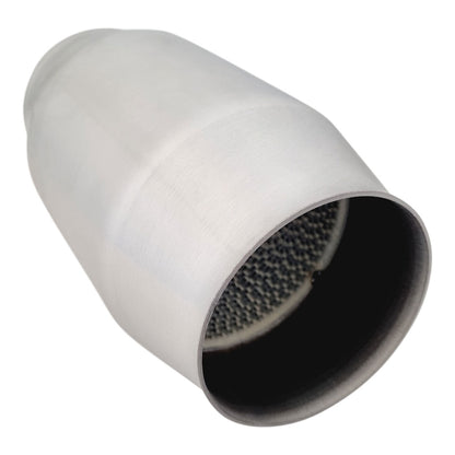 Universal Catalytic Converters - 2.5" to 3" 100/200 Cell Metallic Round Body, Brush Finish, 190mm Length