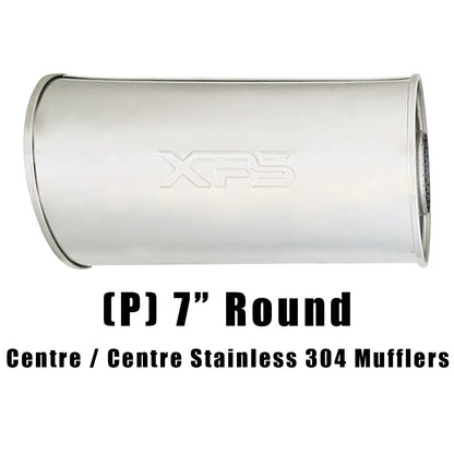 7" Round Centre/Centre Configurations Mufflers | Stainless 304 | Select Your Size Length and Internal Options