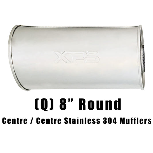 8" Round Centre/Centre Configurations Mufflers | Stainless 304 | Select Your Size Length and Internal Options