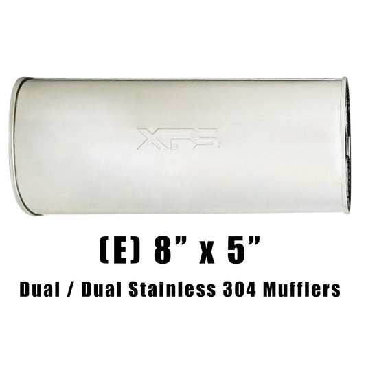 8" x 5" Dual/Dual Configurations Mufflers | Stainless 304 | Select Your Size Length and Internal Options