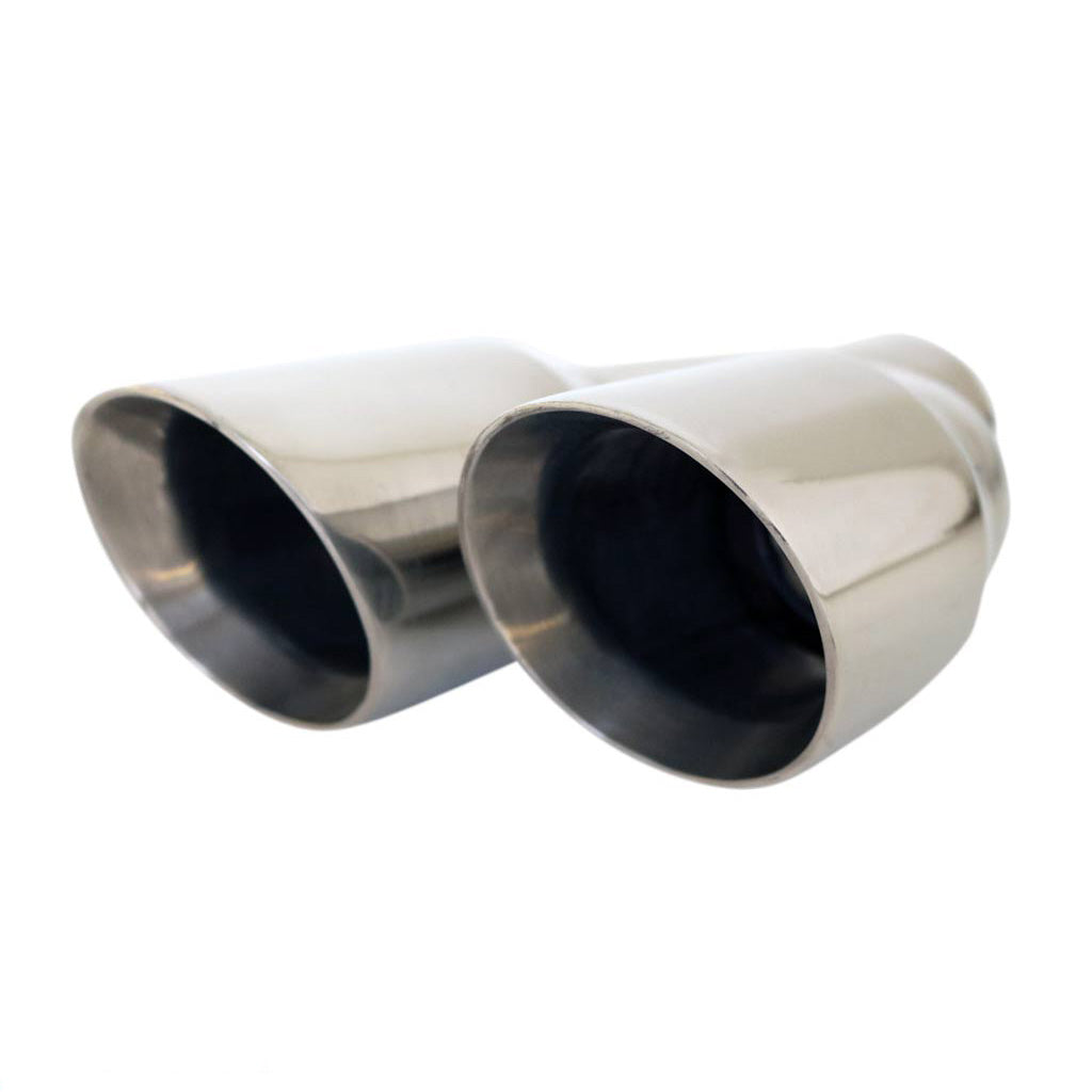 Exhaust Tip Angle Cut Inner Cone Taper Stepped 2.5" In Dual 3.5" Out RHS 304 SS