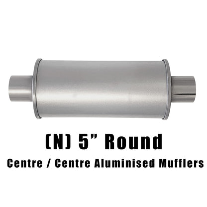 5" Round Centre/Centre Configurations Universal Mufflers | Aluminised | Select Your Size Length and Internal Options