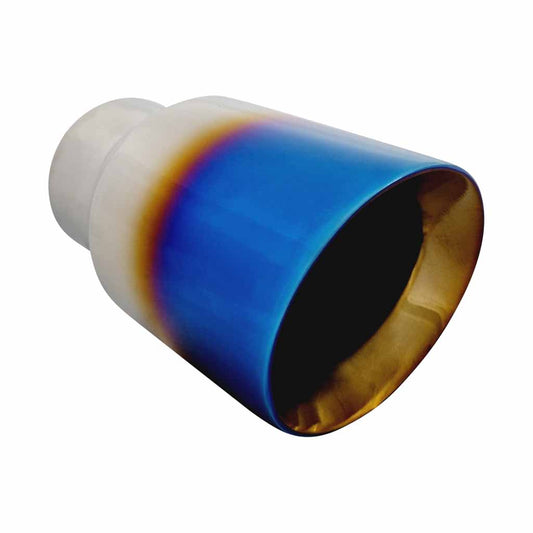 Exhaust Tip Angle Cut Inner Cone 2.5" In 3.5" Out 6.5" Long Blue Flame