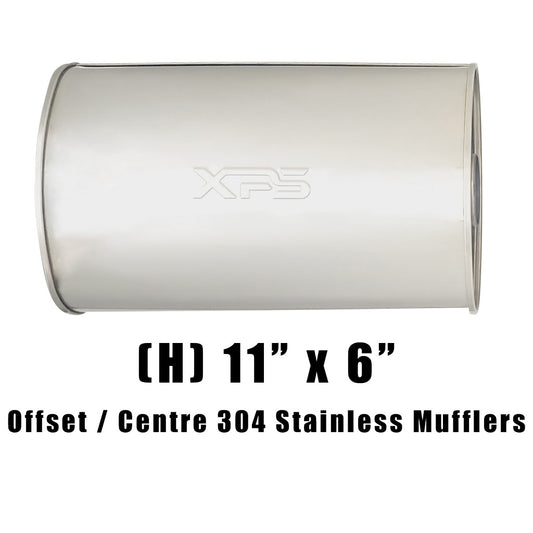 11" x 6" Offset/Centre Configurations Mufflers | Stainless 304 | Select Your Size Length and Internal Options