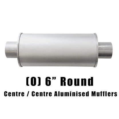 6" Round Centre/Centre Configurations Universal Mufflers | Aluminised | Select Your Size Length and Internal Options