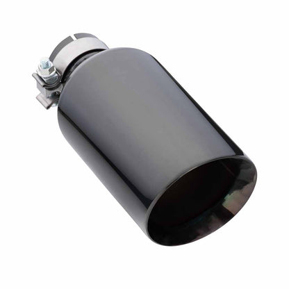 Exhaust Tip Angle Cut Inner Cone 2.5" In - 127mm Out 12" Long 304 Black Chrome