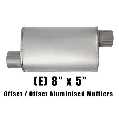 8" x 5" Offset/Offset Configurations Mufflers | Aluminised | Select Your Size Length and Internal Options