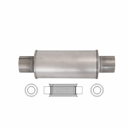 5" Round Centre/Centre Configurations Universal Mufflers | Aluminised | Select Your Size Length and Internal Options