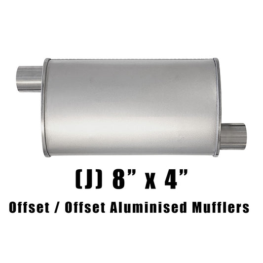 8" x 4" Offset/Offset Configurations Mufflers | Aluminised | Select Your Size Length and Internal Options