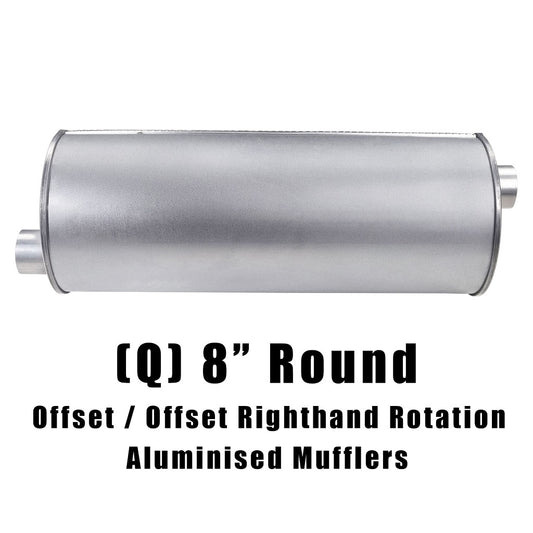 8" Round Offset/Offset Righthand Rotation Configurations Universal Mufflers | Aluminised | Select Your Size Length and Internal Options