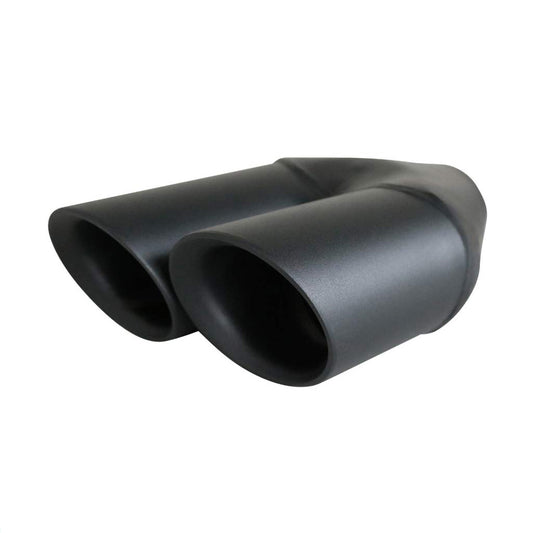 Exhaust Tip Angle Cut Inner Cone 2.25" In - Dual 3" Out 9" Long RHS Matte Black