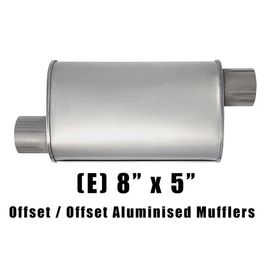 8" x 5" Offset/Offset Configurations Mufflers | Aluminised | Select Your Size Length and Internal Options