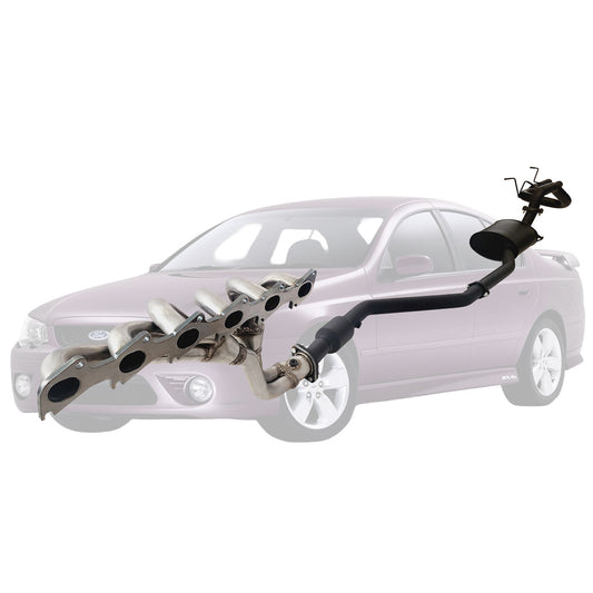 Falcon BA BF XR6 Sedan 2.5 Inch Exhaust With XPS Extractor & Hiflow Cat Rear Dual Tailpipe